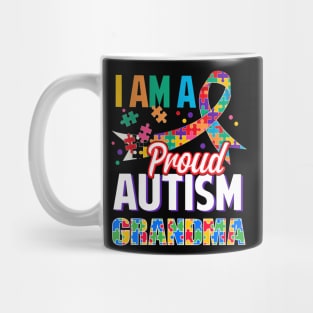 I Am A Proud Autism Grandma Autism Awareness Ribbon Mug